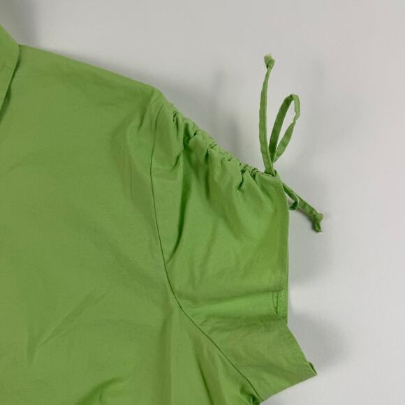 Y2K Green Slim Fit/Fitted Button Up with Cinched/String Tie Sleeves - Picture 3 of 8